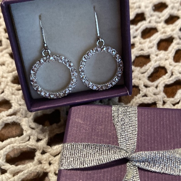 🌸NIB AVON Eternity Circle Rhinestone Hoop Earrings - Picture 3 of 9